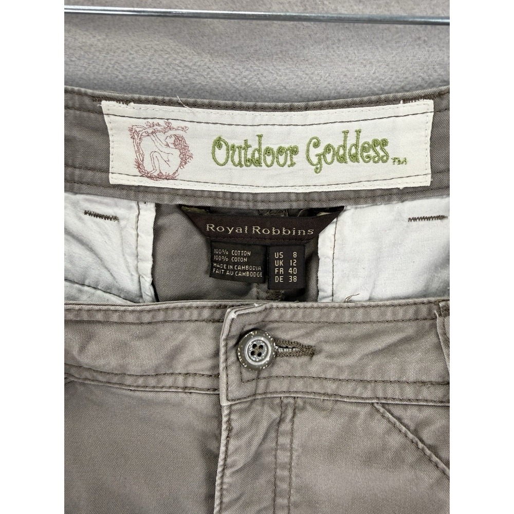 Royal Robbins‎ Cargo Crop Pants Womens 8 Beige Cotton Outdoor Travel Hiking Work - Picture 7 of 8